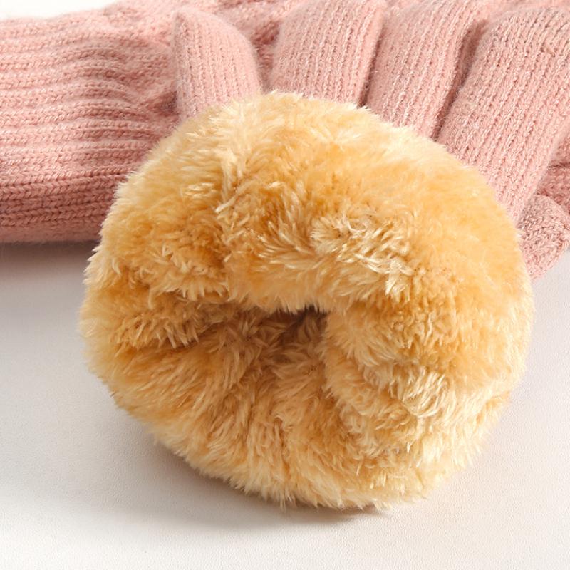 Женские осенне-зимние вязаные перчатки, двухслойные, на флисовой подкладке, толстые, теплые, минималистичные, жаккардовые, с сенсорным экраном