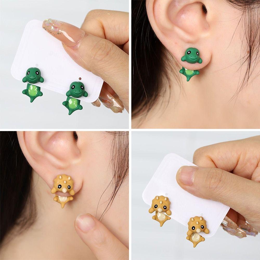 Whale Cartoon  Animal Biting Stud Earrings Metal Whale Earrings Dinosaur Bite Earring  Girl