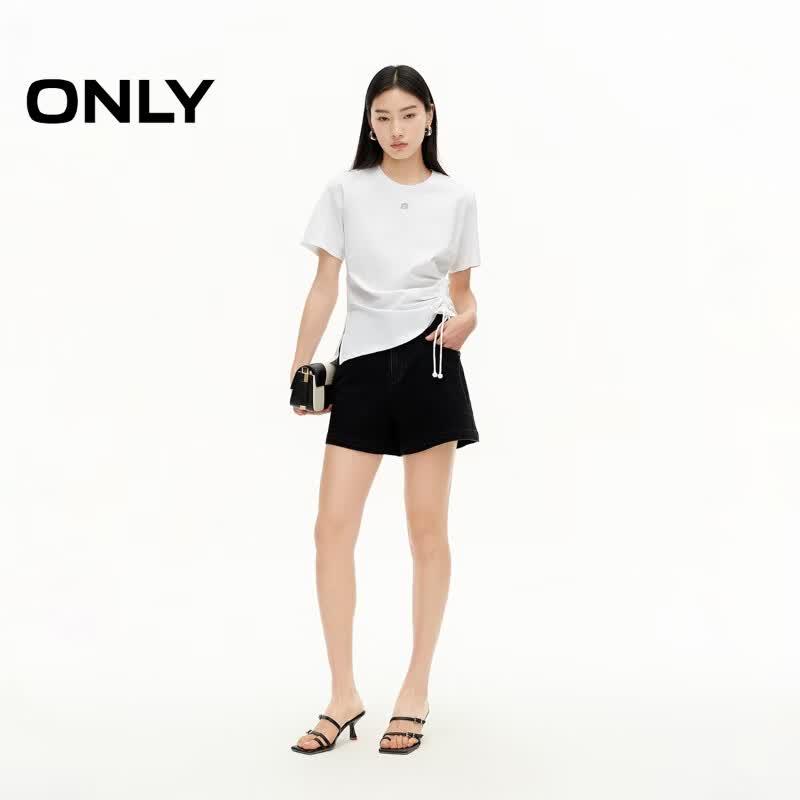 ONLY Women's Summer Drawstring Short Sleeve T-Shirt