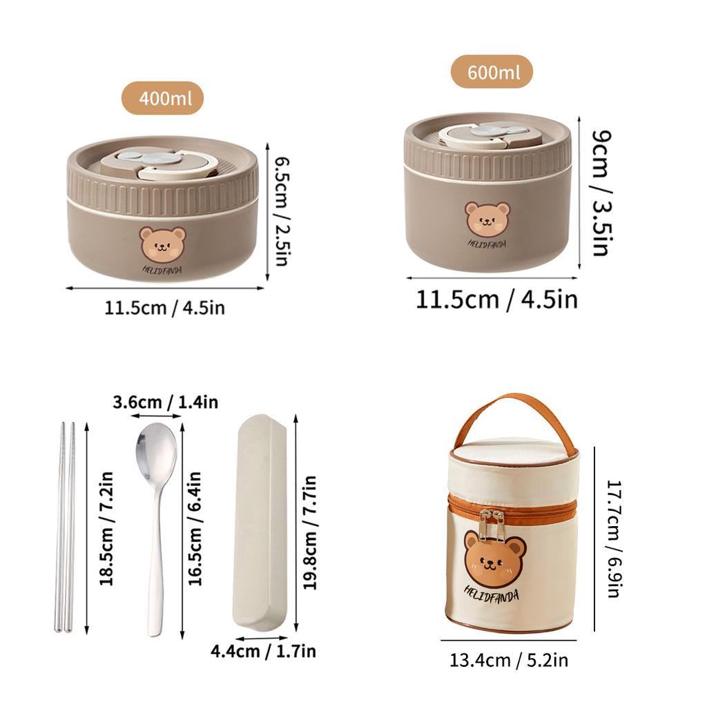 WORTHBUY Cute Thermal Bento Box Portable 304 Stainless Steel Lunch Box Heatable Sealed Leak-proof Food Container For Kids