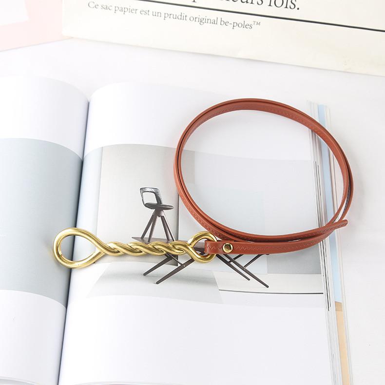 Fashion Gold Twists Knot Decoration Women Thin Belt For Fashion Dress And Summer Outfits