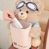 Car Tissue Box Holder Vehicle Plush Trash Can 2-in-1 Waterproof Plush Cartoon Bear Tissue Holder And Trash Can For Car Workplace