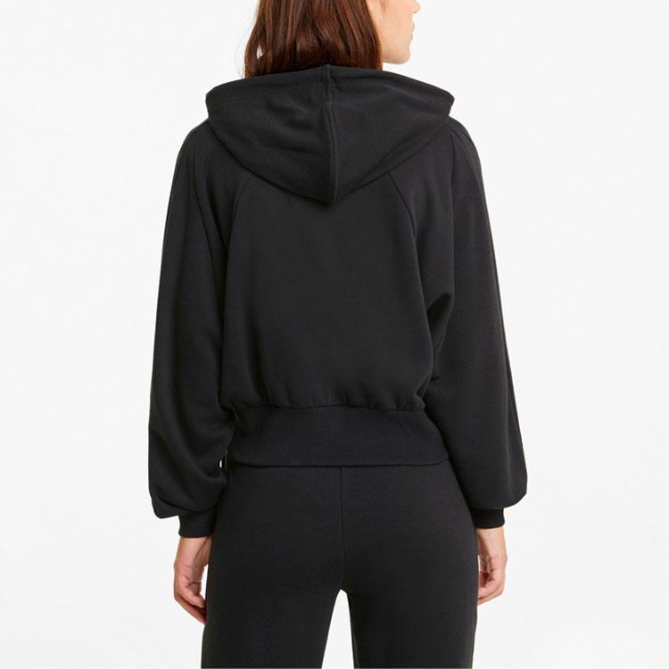 Puma Короткая спортивная толстовка с капюшоном и принтом Pi на шнурке, женская черная 531352-01