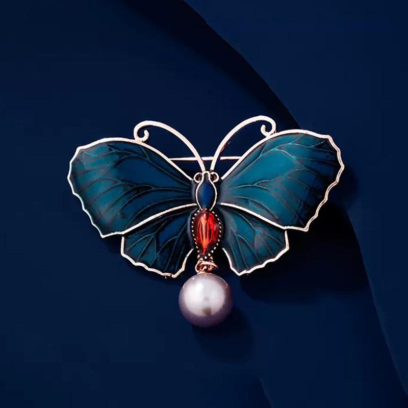 Enamel Painted Butterfly Brooch Female Temperament Elegant Corsage Suit Sweater Accessories