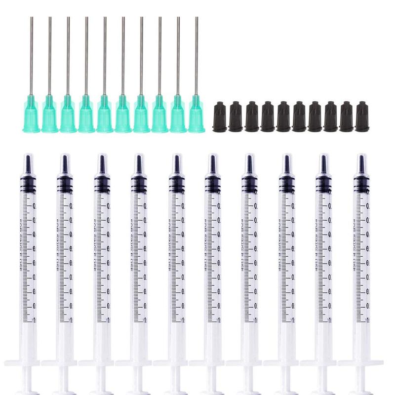 Шприцы 1/3/5/10/20 мл с иглами и колпачками с тупым кончиком 14ga, 16ga, 18ga, 20ga, 21ga, 22ga и 25ga для промышленного использования клеевых масляных чернил