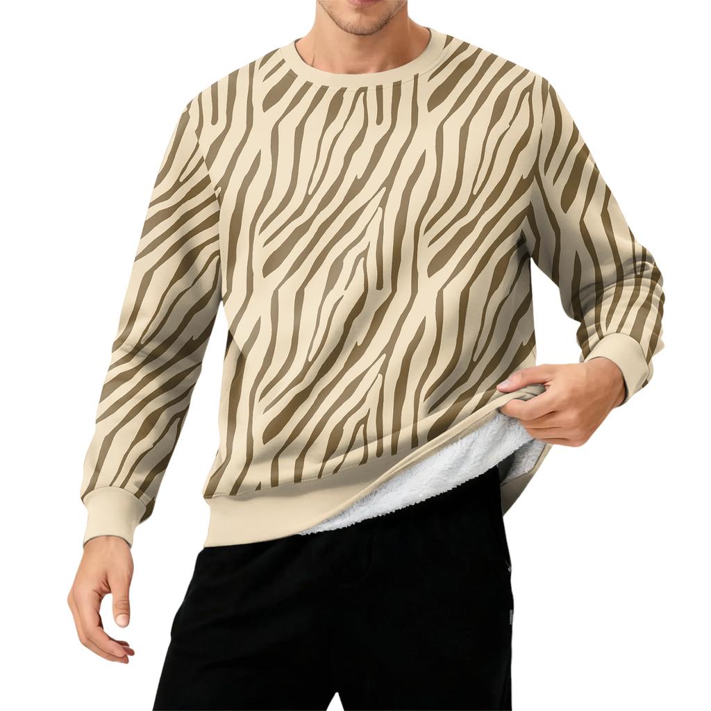 Мужской свитшот с круглым вырезом, на флисовой подкладке, плотный, однотонный