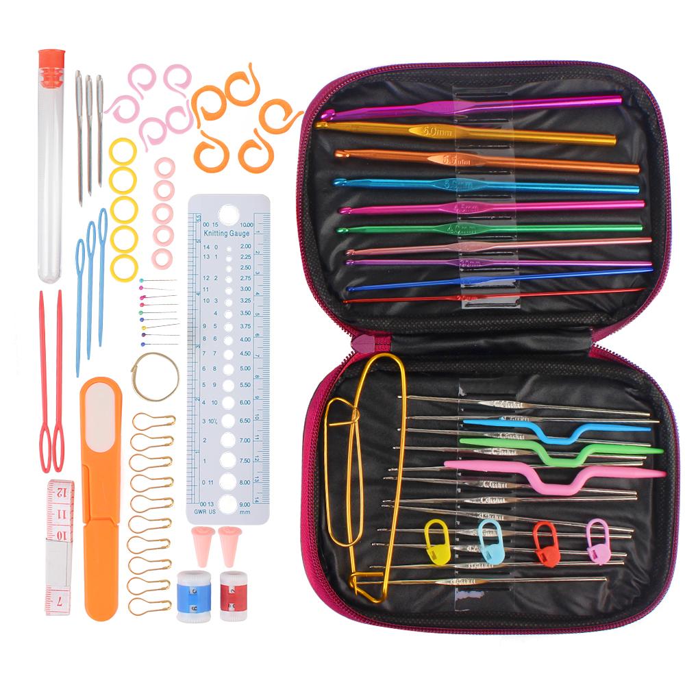 Алюминиевый сплав 22 шт. 100 шт. набор спиц для вязания крючком набор круговых спиц пряжа петли спицы для вязания крючком своими руками для пряжи набор аксессуаров для вязания крючком