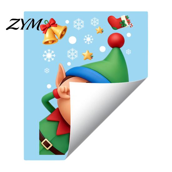 Reusable Christmas Scene Stickers Window Static Cling, Santa/Reindeer/Snowmen/Elves Print, Waterproof Snowflake Decorations for Windows PVC