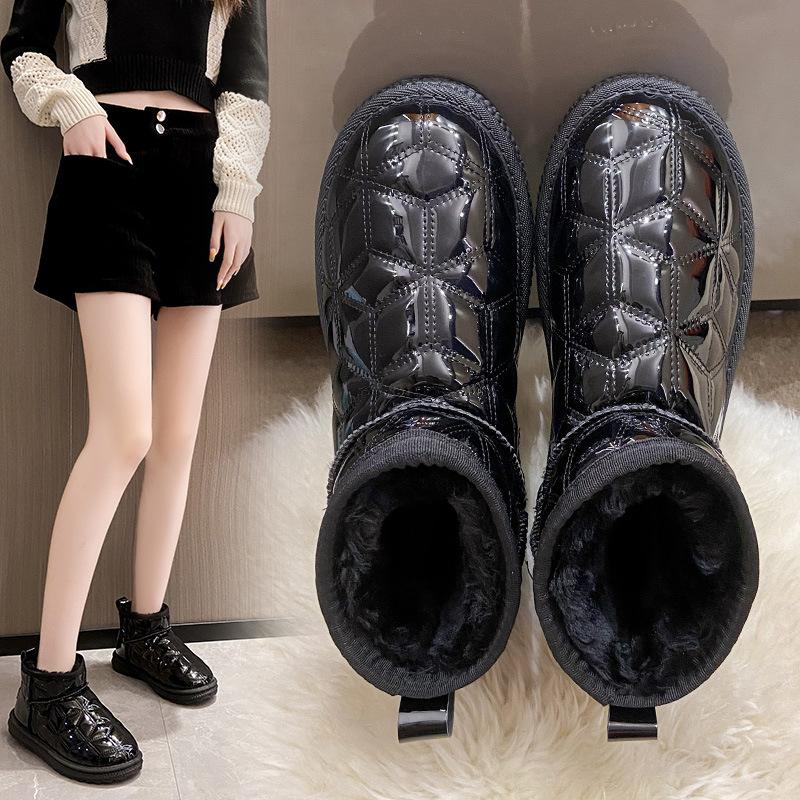 Женские зимние сапоги 2025 новые зимние бархатные утолщенные водонепроницаемые нескользящие в зарубежном стиле теплые хлопковые ботинки для Северо-Востока