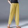 Хлопковые широкие брюки женские свободные однотонные шаровары летние повседневные брюки с эластичной резинкой на талии длиной до щиколотки женская одежда