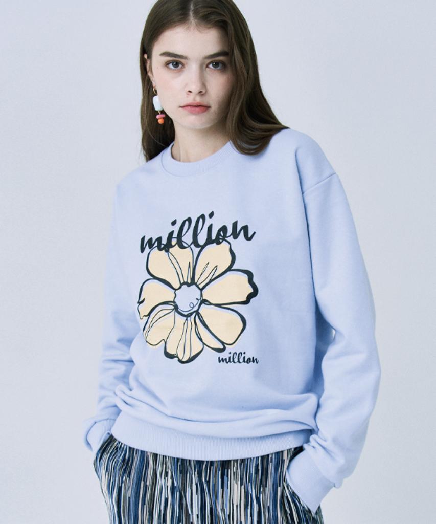 MILLION DAY Million Flower Sweatshirt_Blue