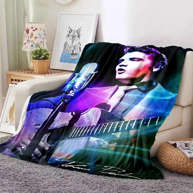E-Elvis Presley Throw Blanket Soft Flannel Thin for Bed Sofa Cover Bedspread Home Deco Picnic Cooling Blankets for Beds Gift