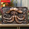 2D Flat Wooden Sign 30*20cm Pirate Octopus Wooden Decor Sea Creature with Pirate Hat for Nautical Theme Wooden Sign Wooden Construction