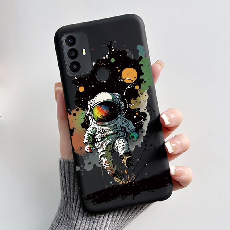 Cute Case For TCL 30 SE Protective Cover For TCL 30E Funda For TCL 306 305 Printing Shell Soft Silicone Cartoon Black Casing