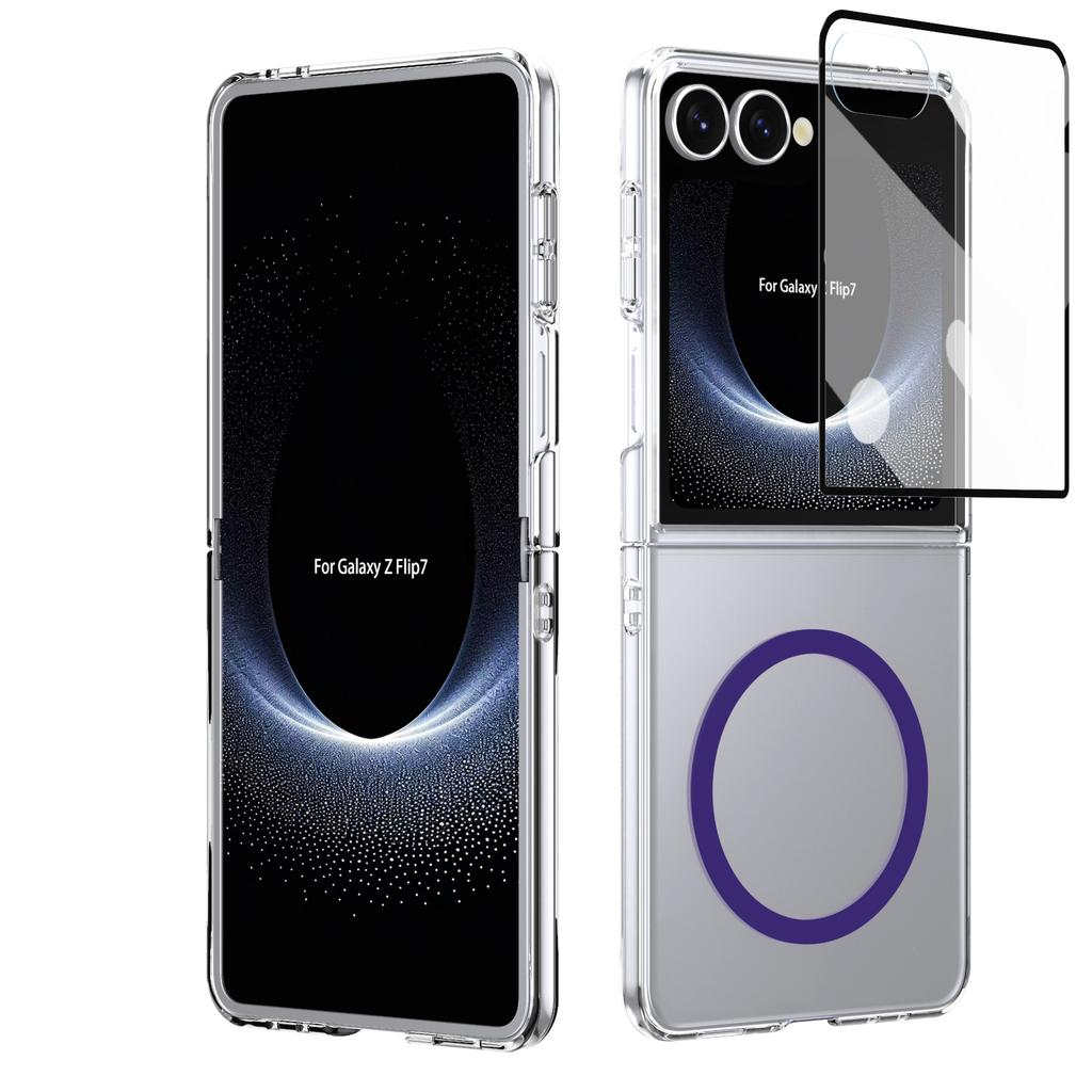HD Прозрачный Магнитный Чехол Для Samsung Galaxy Z Flip 7 6 5 4 Кристально Чистая Крышка С Прозрачной Защитной Пленкой из Закаленного Стекла