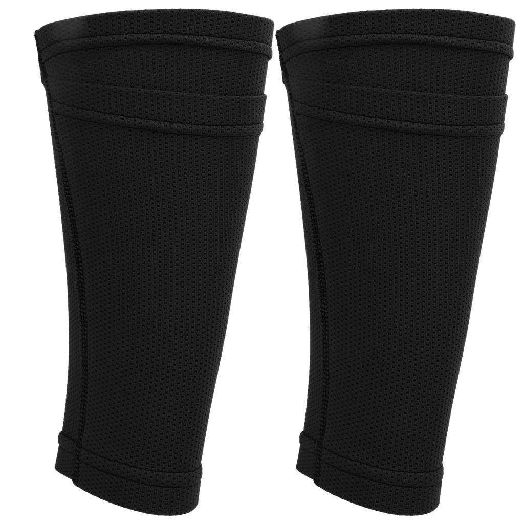 1 Pair Soccer Shin Guard Socks Double Layer Shin Pad Sleeves for Football Training BlackAdult / L