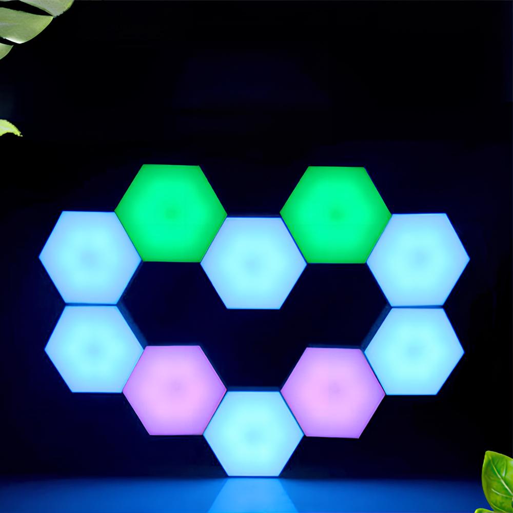 RGB LED Quantum Wireless Hexagon Lamp Сенсорный Ночной Светильник Спальня Сотовые Настенные Лампы Управление Цветной Светодиодный Светильник Для Шкафа