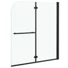 Foldable Shower Enclosure 2 Panels Tempered Glass 120 X 140 Cm Black