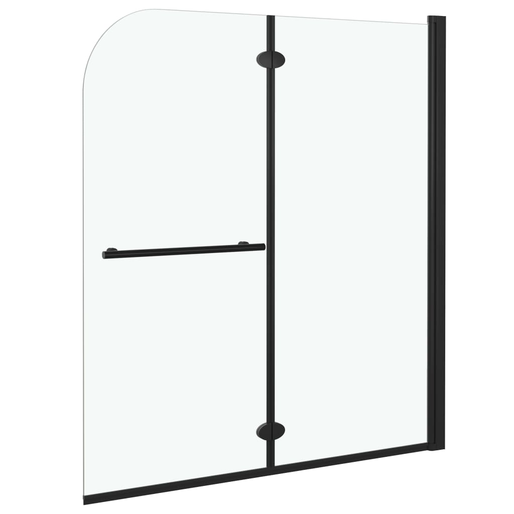 Foldable Shower Enclosure 2 Panels Tempered Glass 120 x 140 cm Black