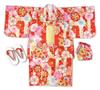 Kimono Haori Ensemble Red Haori Kimono for 3 To 4 Years Old and 5 To 6 Years Old Washable Polyester Full Set of and Drawstring Purse 3 To 4 Years
