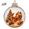 Christmas Tree Garland Accessories Luminous 3D Ball Pendant Transparent Acrylic Hanging Ornament with Indoor Holiday Window Decorations LED