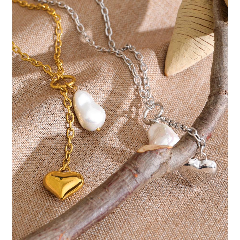 Eetit Нержавеющая сталь Барокко Имитация жемчуга Сердце Цепочка Подвеска Ожерелье Защита от ржавчины Популярная Мода Очаровательные Украшения 2026