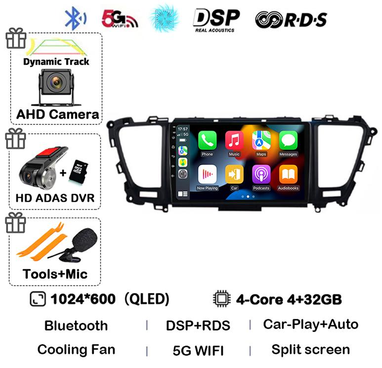 Автомагнитола Android 14 Carplay Auto для Kia Carnival YP Sedona 2014 2015 2016 2017 2018-2020 4G WIFI Мультимедийный плеер GPS Стерео