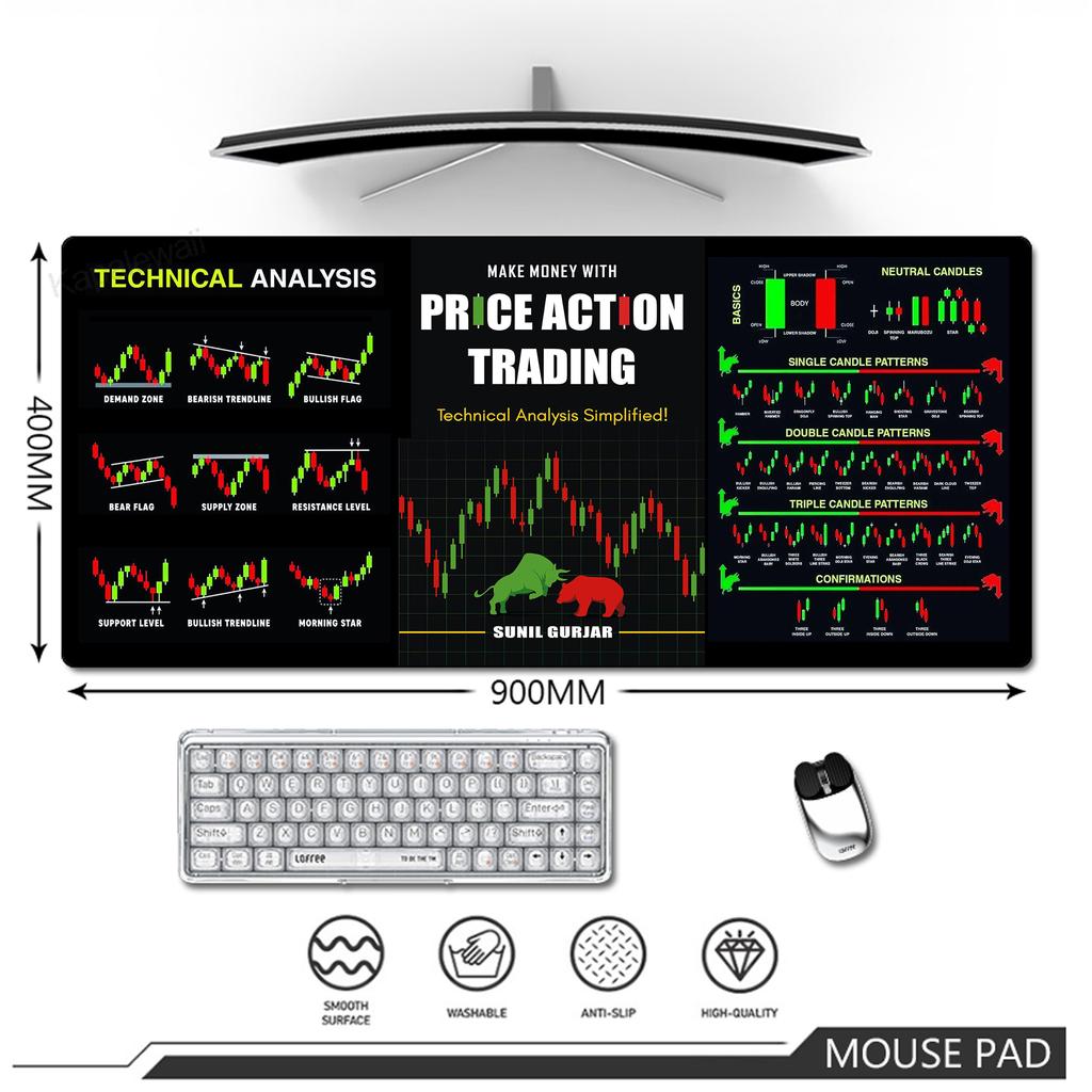 Stock Market Chart Mouse Pad Gaming MousePads Large Gamer Mousepad Computer Desk Mat XXL Mouse Mat Rubber Keyboard Pads 90x40cm