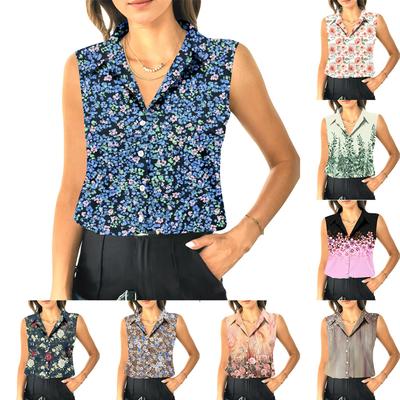 Женский летний свободный топ без рукавов с воротником-стойкой