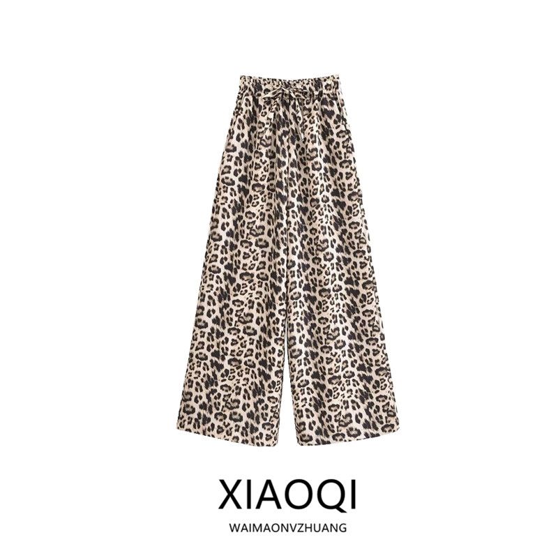 Fashion Wind 2024 Summer New Arrival Female Slim Looking Easiest for Match Linen Blend Animal Print Loose Pants 8018403