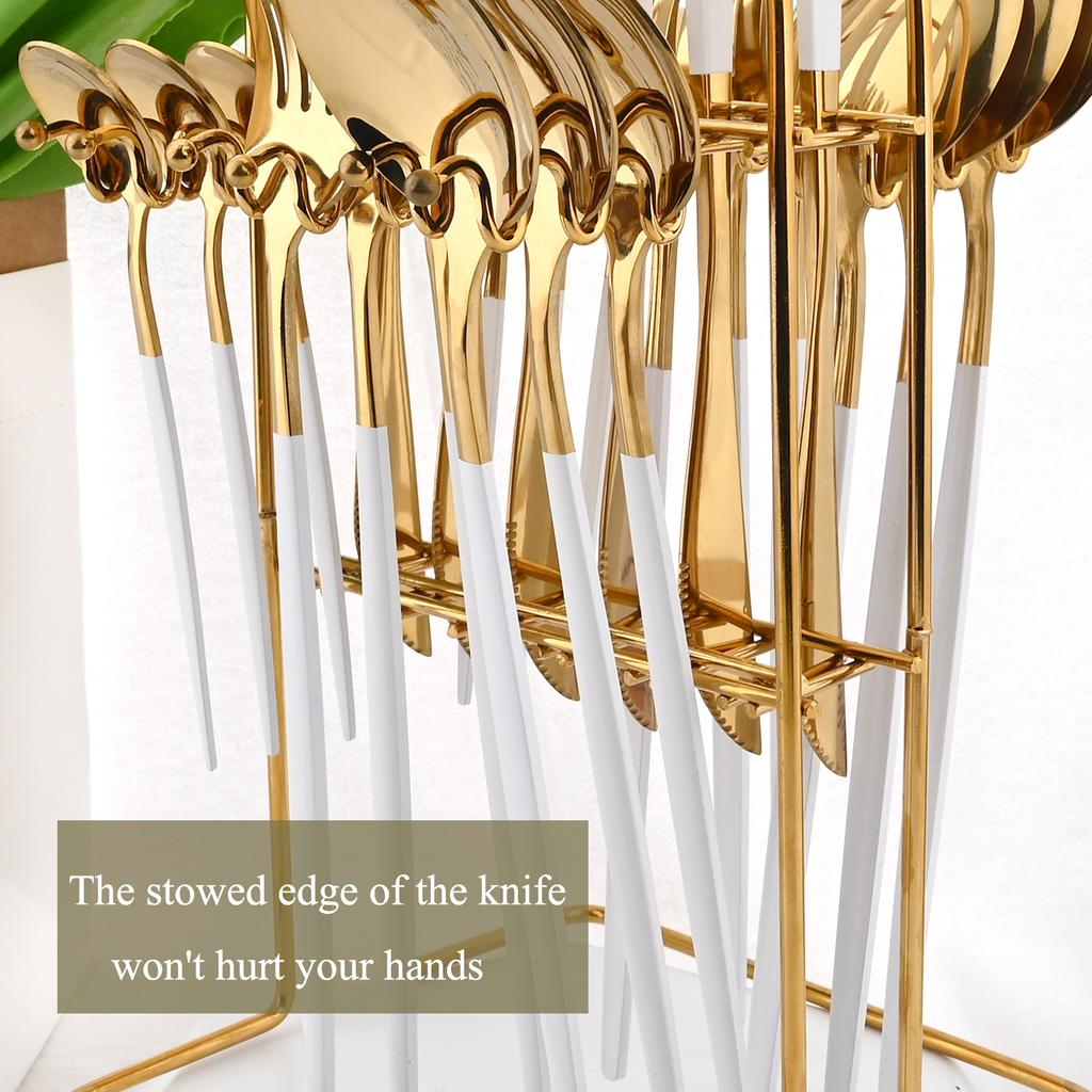 24 шт., набор столовой посуды из черного золота, набор столовых приборов из нержавеющей стали, кухонная вилка, нож, ложка, набор столовых приборов, набор столовых приборов, столовые приборы, подставка для столовых приборов