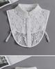 "Women's White Hollow Lace Detachable Chiffon Collar - Versatile Sweater and Shirt Accessory"