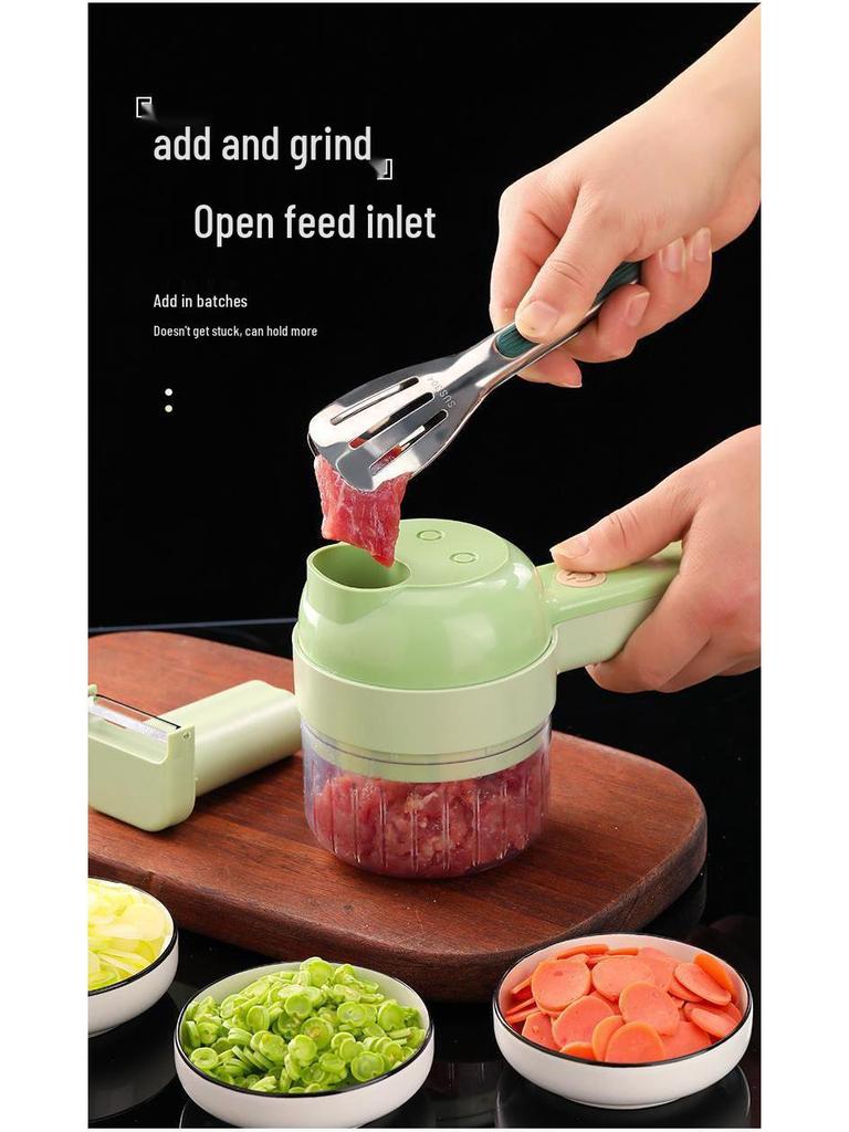 Электрическая овощерезка и измельчитель «четыре в одном»: Многофункциональная чеснокодавилка и слайсер