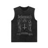Спортивный жилет мужской и женский из того же хлопка, американская потертая и старая футболка без рукавов, черный с буквенным принтом