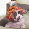 Pit Bull Flower Power Apollo Blanket Fleece Sofa Throw Blanket Portable for Couch Bedding Outdoor Throws Bedspread Quilt