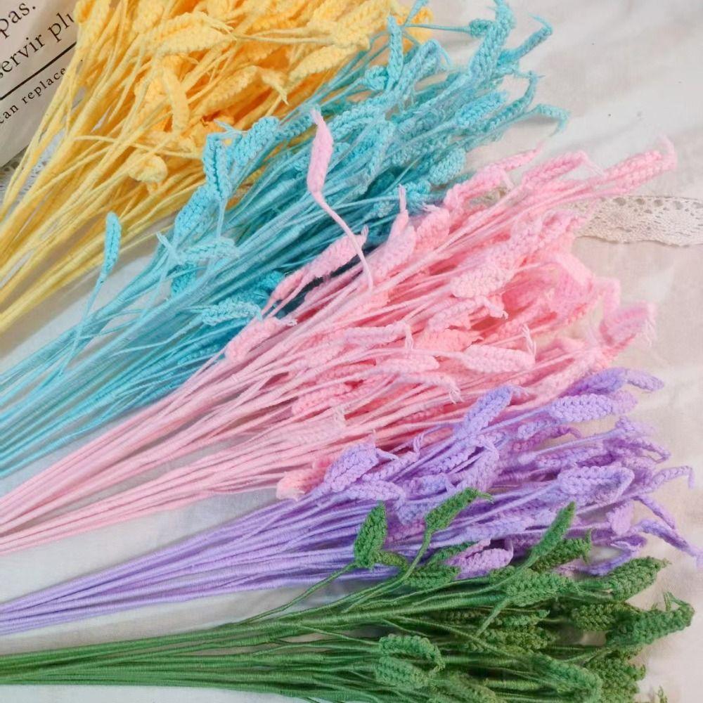 Готовый букет роз ручной вязки из самодельных плетеных растений ветка подарок на день рождения