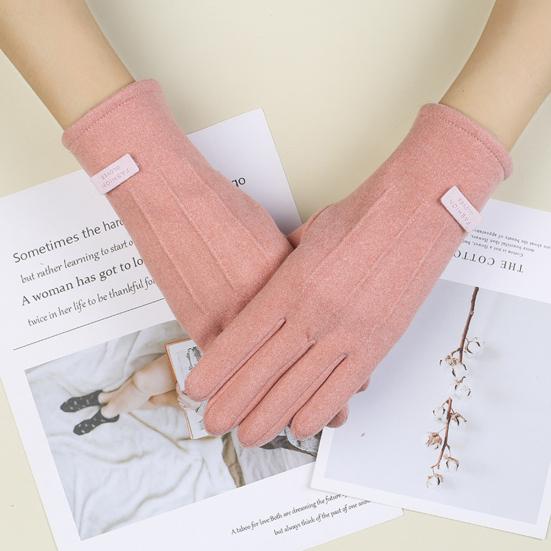 1 пара женских зимних теплых перчаток однотонного цвета, износостойких, ветрозащитных, с утолщенной флисовой подкладкой EMA