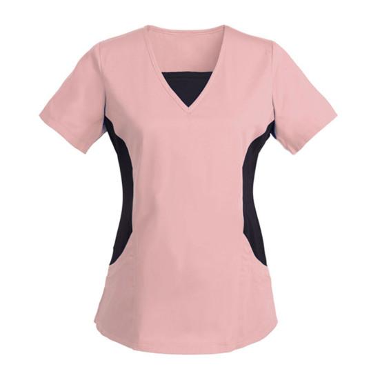 Топ для медсестры с v-образным вырезом контрастного цвета, с короткими рукавами, свободный мягкий дышащий пуловер, повседневная одежда, одежда для работников по уходу