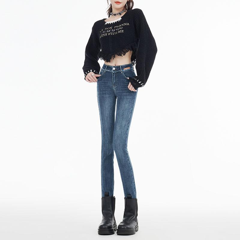 Legs In Autumn and Winter Pencil Pants High Waist and Breasts, Slim and Slim Fit for Women, Nine-point Jeans for Women, Autumn and Winter