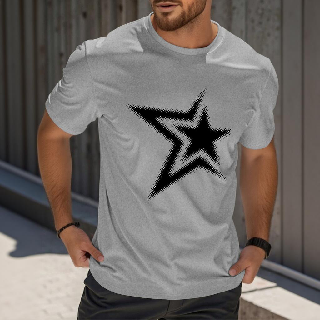 Мужская модная футболка с принтом, круглым вырезом, прямыми плечами и короткими рукавами