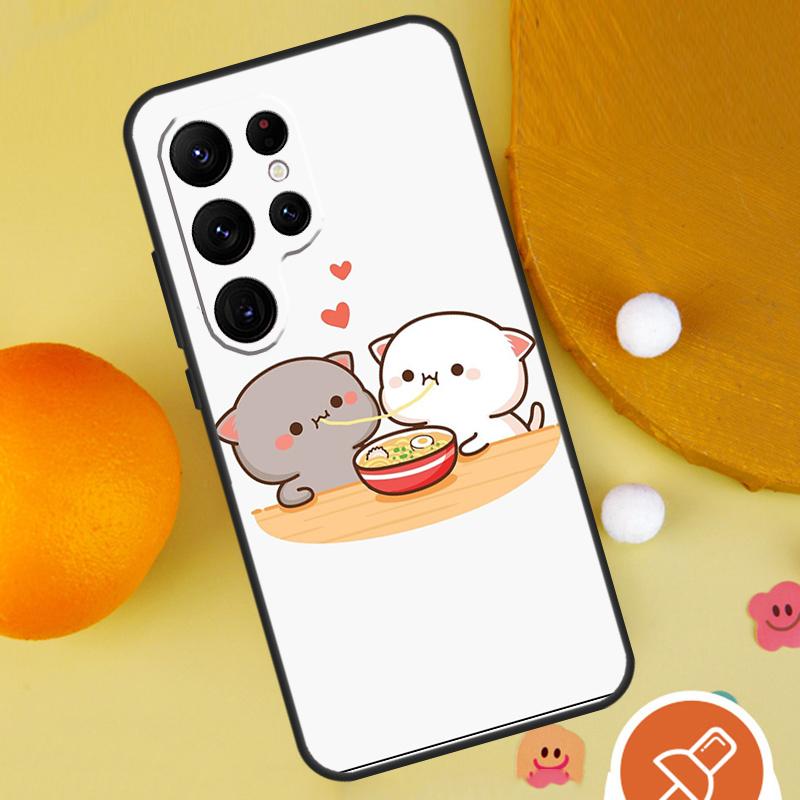 Чехол-моти с персиком и гомой в виде кошки для Samsung Galaxy S22 S23 Ultra S20 FE S21 FE Note 10 20 Ultra S8 S9 S10 Plus