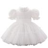 Новое европейское и американское детское платье принцессы: Юбка-сетка для ребенка 1 год, пышный дизайн, крестильный костюм в полнолуние с шапочкой