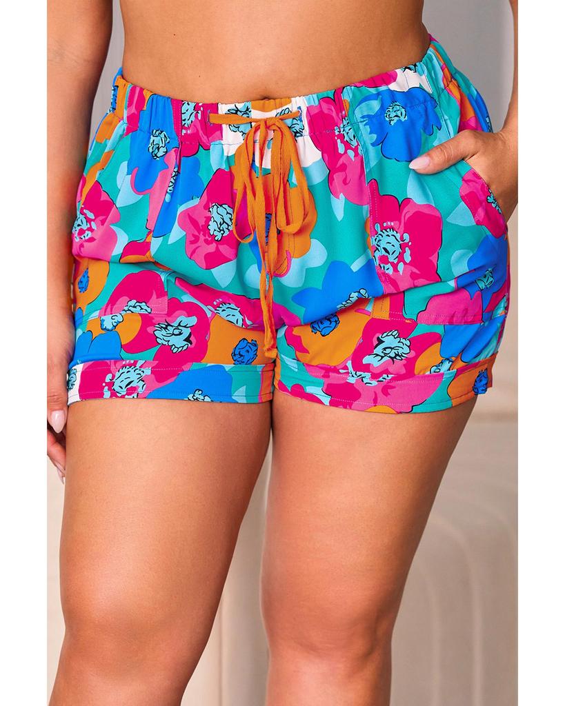Azura Exchange Abstract Floral Print Drawstring Shorts