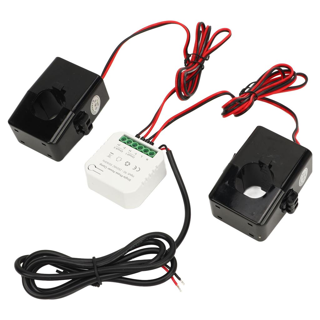 WiFi Smart Energy Monitor Single Phase Clamp Electricity Meter with 2 200ACT Current Transformer 90‑250VAC