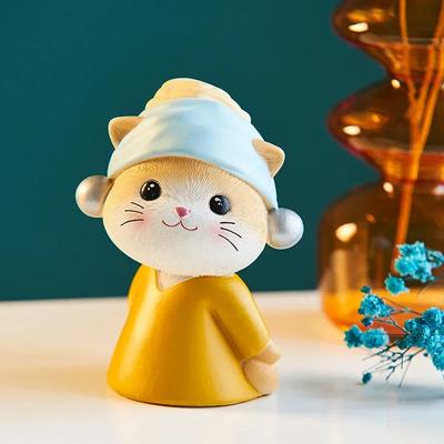 Красивая фигурка кошки из смолы, фигурка животного, современная жизнь, украшение для дома, спальня, настольные аксессуары, поделки, детские подарки