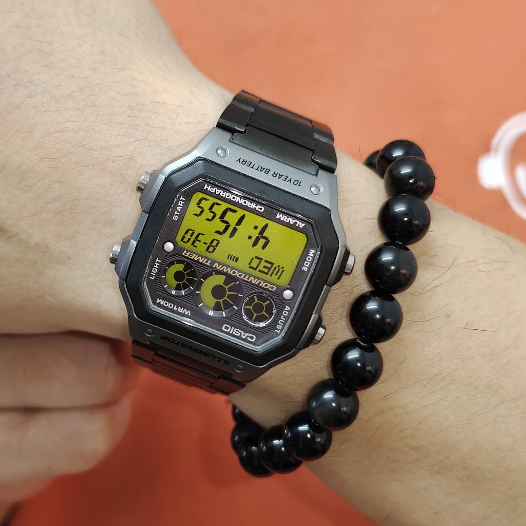 Casio Коллекция Custom Часы с кварцевым механизмом и стальным ремешком Мужские часы Черный циферблат AE-1300WH-8A(Watch5--)