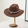 Cowboy Hat for Women And Men Shapeable Brim Western Cowgirl Hat with Bull Head Band Decoration Faux Suede Roll-up Fedora Hat