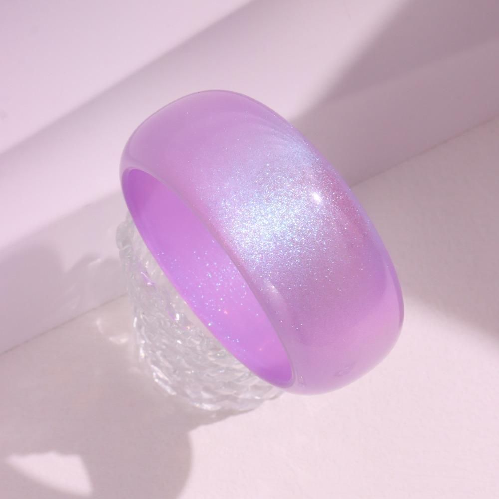 Shiny Glitter Acrylic Bangle Europe American Style Retro  Hand Ring Jelly Color Wide Bracelet  Gift