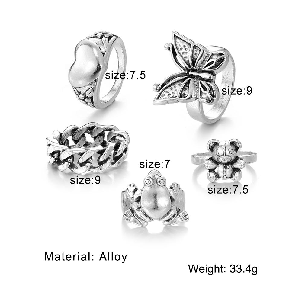 2024 Love Accessories Комплект колец с бабочкой Кольцо с медведем и лягушкой