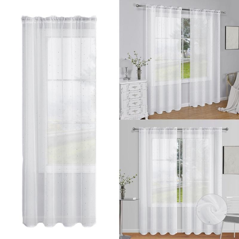 Elegant Silver Dot Design Semi Blackouts Curtains 2Pieces Polyester Window Treatments for Home Decoration